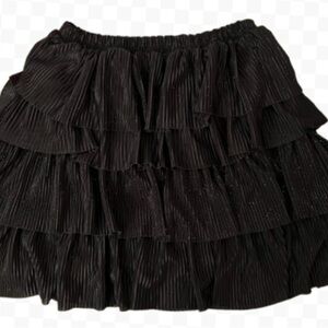 Zara Black Tiered Sparkle Girl's Elastic Waist Mini Skirt Size 13/14